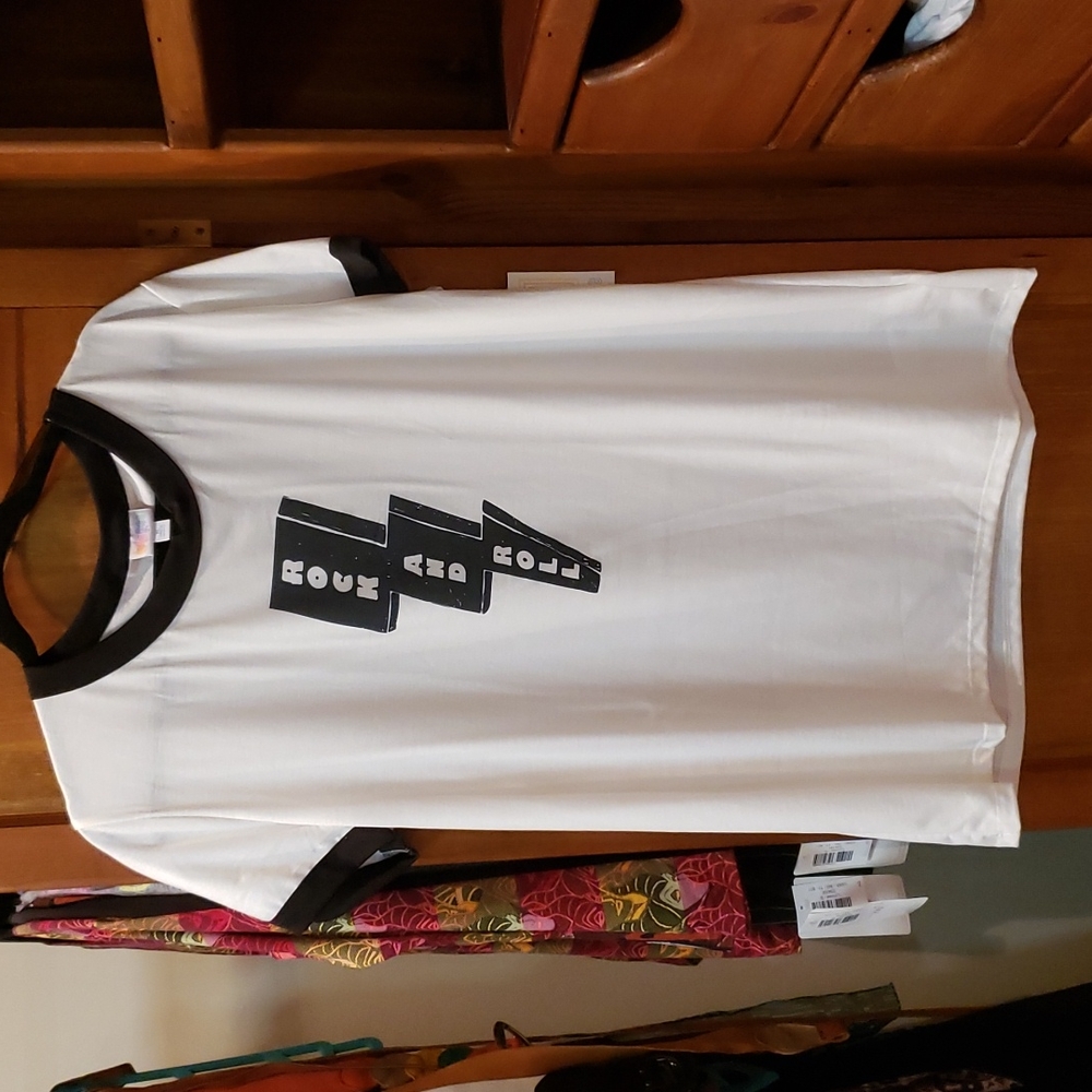 LuLaRoe Liv - Rock n Roll - white XL